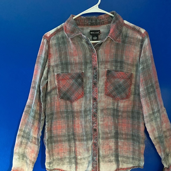 Size S red, black & gray plaid shirt - Picture 1 of 7